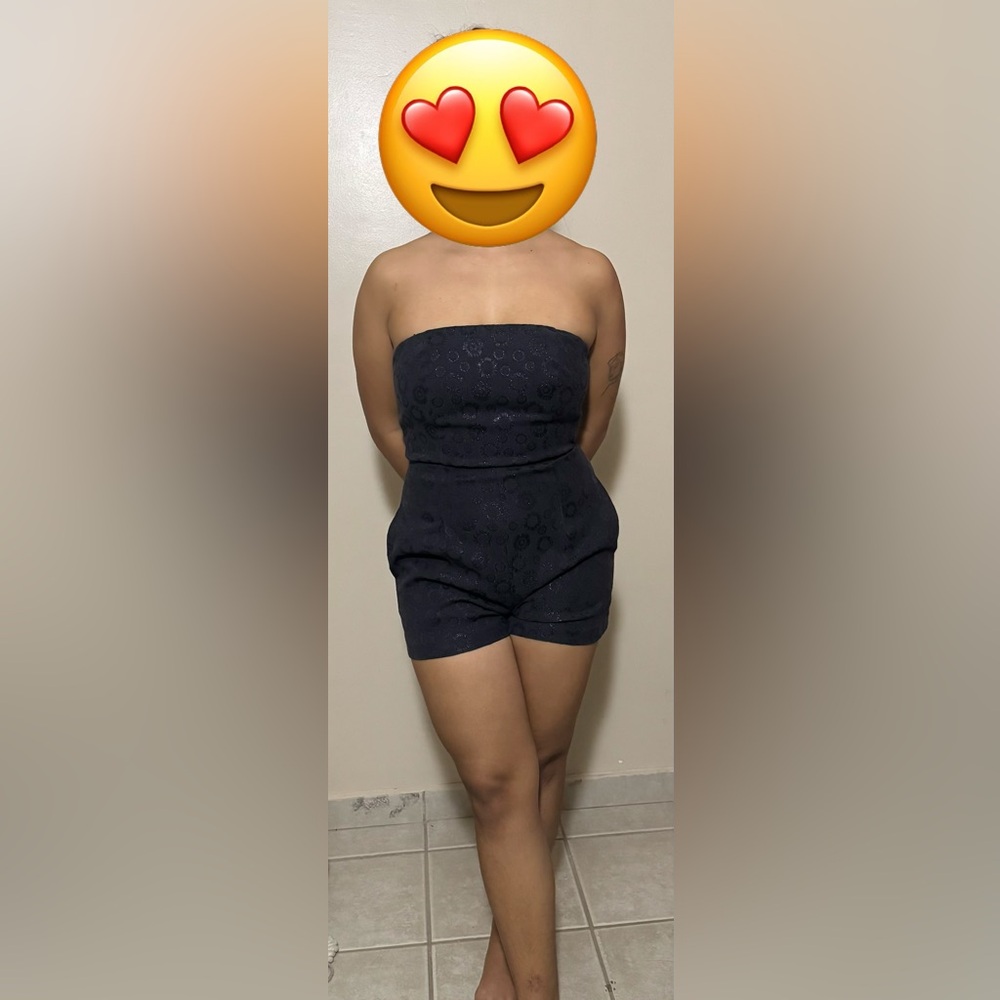 Chic Black Short Strapless Romper